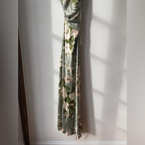 NEW NWT Reformation Anaiis Silk Maxi Dress Tarragon Floral Open Back High Neck 6 - Picture 14 of 17